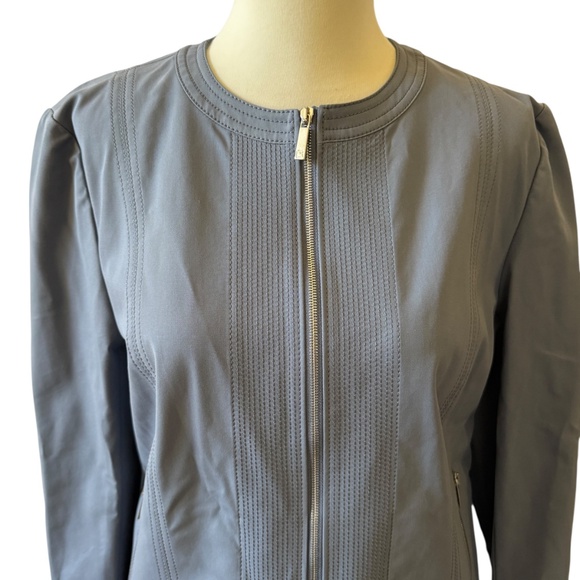 LAFAYETTE 148 NY JACKET FULL ZIP STRETCHY COTTON BLD MOTO ZIP POCKETS CHIC 8 - Picture 3 of 11